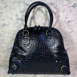 Banana Republic Croc embossed leather large handbag